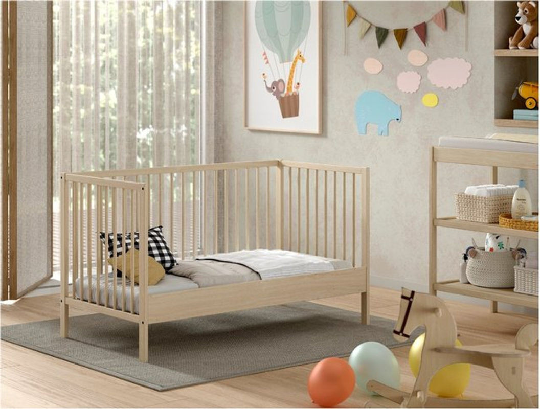Vipack DINO Baby- und Juniorbett aus massiver Buche in Natur mit höhenverstellbarem Lattenrost, B/T: 140 x 70 cm - Bild 1
