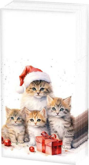 Papiertaschentücher Weihnachtskatzen in Weiß und Multicolour - Bild 1