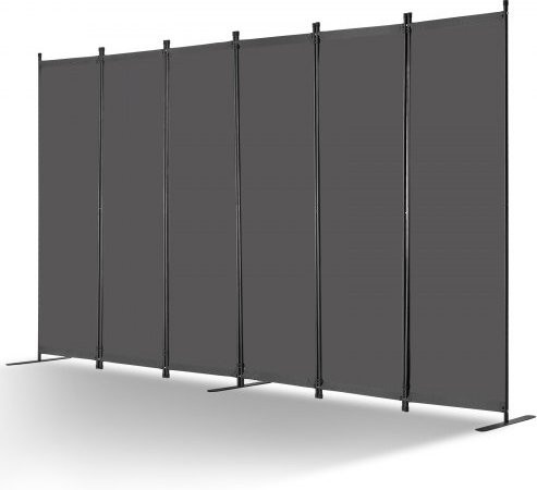 VEVOR Raumteiler mit 6 Paneelen aus Eisen und Oxford-Gewebe, faltbarer Sichtschutz und Paravent in Grau, B/T/H: 311,0 x 45,0 x 180,5 cm - Bild 1