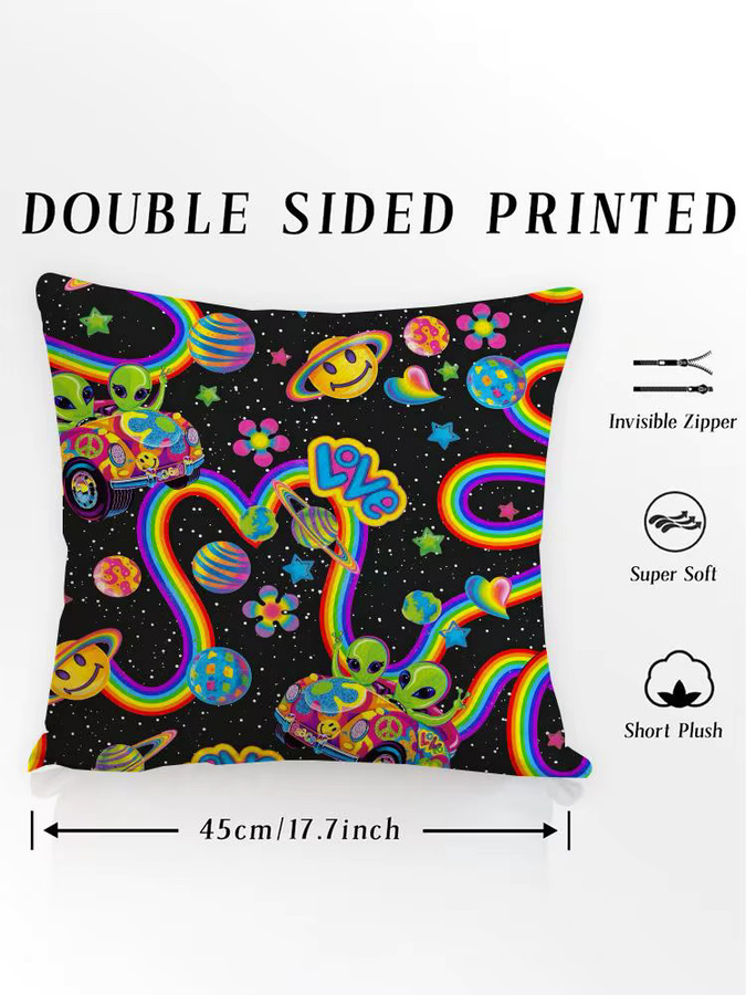 L-Lisa Frank Kissenbezug mit Grafikmuster in Schwarz und Multicolour, B/T/H: 30 x 30 x 30 cm - Bild 5