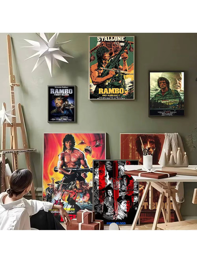 Beast Kingdom Rambo First Blood Selbstklebendes Retro-Poster in Multicolour, Rechteckiges Wandkunst-Papierposter - Bild 6