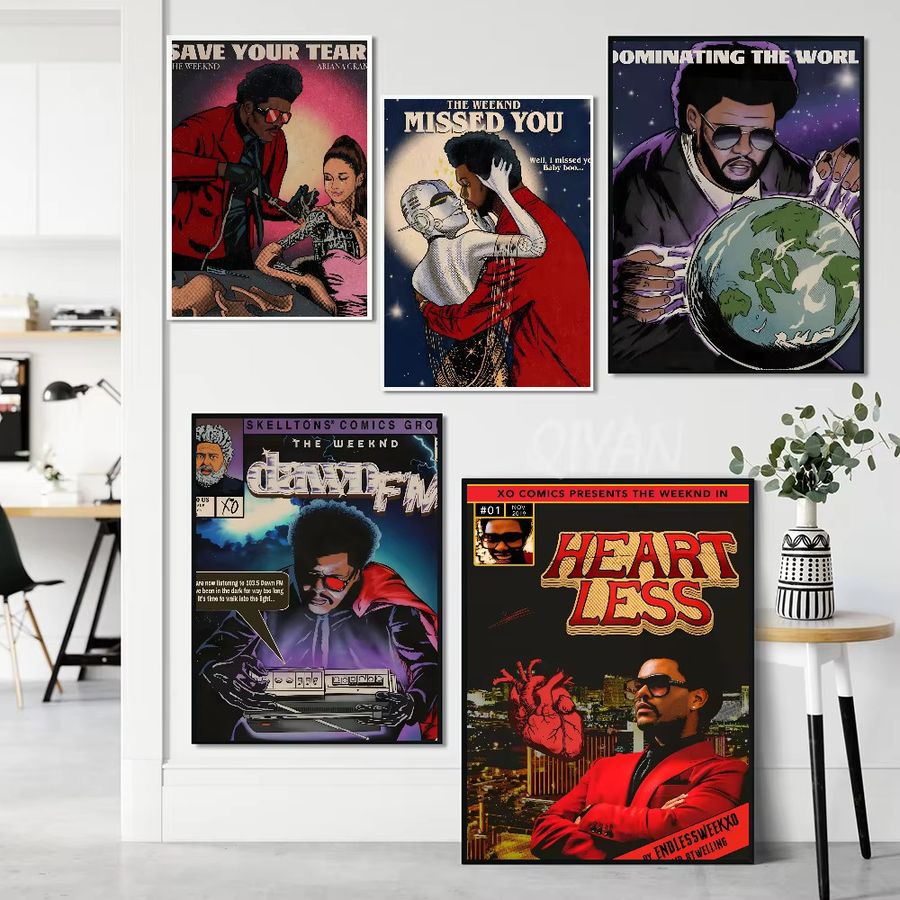 The Weeknd Comic Poster als Kunstmalerei aus Papier für dein Wohnzimmer, Schlafzimmer oder Café - Bild 4
