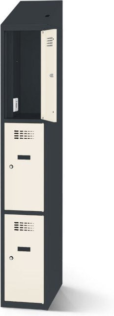 rotstahl Fächerschrank mit 3 Fächern und Ladefunktion, weiß, B/H: 30 x 200 cm - Bild 1