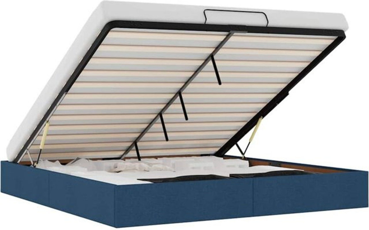 vidaxl Polsterbett Ottoman in Blau aus Stoff mit Metallgestell ohne Matratze B/T: 200 x 200 cm, H: 203 cm - Bild 1
