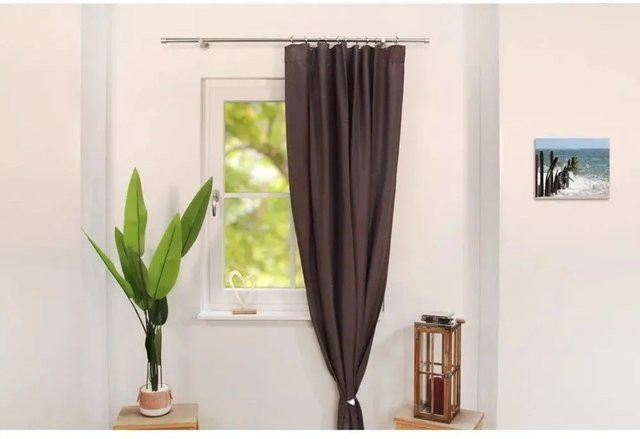 Deco-Raum Gardinenstange nach Maß mit 1 Kappe, Durchmesser: 25 mm, Farbe: Edelstahl-Optik, Länge: 80 cm - Bild 1