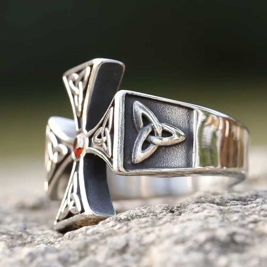 Vikingar Lin Ring Edelstahl, Silber, roter Zirkonia, Unisex - Bild 2