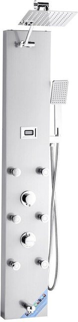 Duschpaneel Turmsystem von Buying Solutions in Edelstahl Silber mit Regenkopf, Massagedüsen und Handbrause, wandmontiert - Bild 1