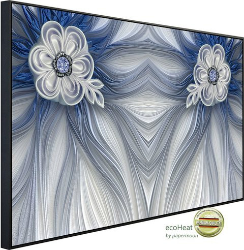 papermoon EcoHeat Infrarotheizung mit Blumenmuster in Blau und Bunt, Matt-Effekt, mit App-Steuerung und Überhitzungsschutz - Bild 1