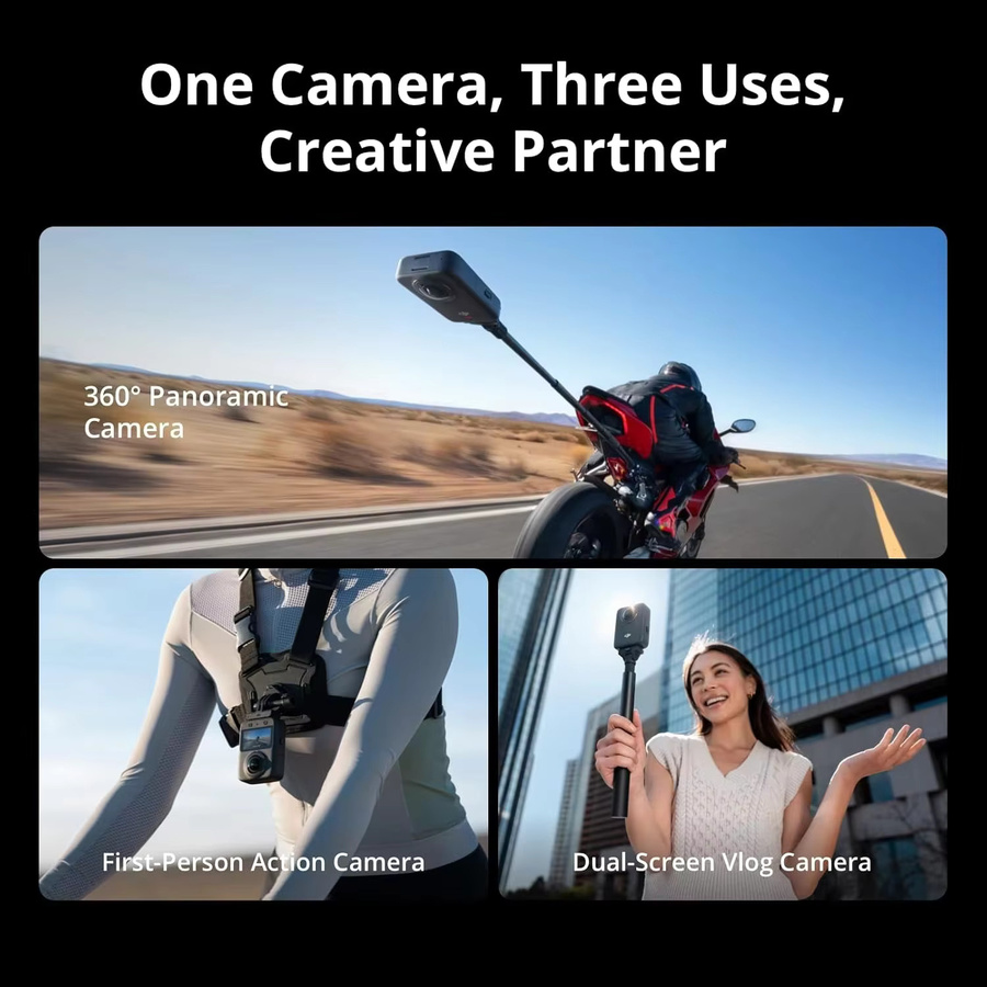 DJI Osmo 360 Standard Bundle Action Camera mit 1 Zoll Objektiv, 8K Video und 120MP Fotos, Schwarz - Bild 2