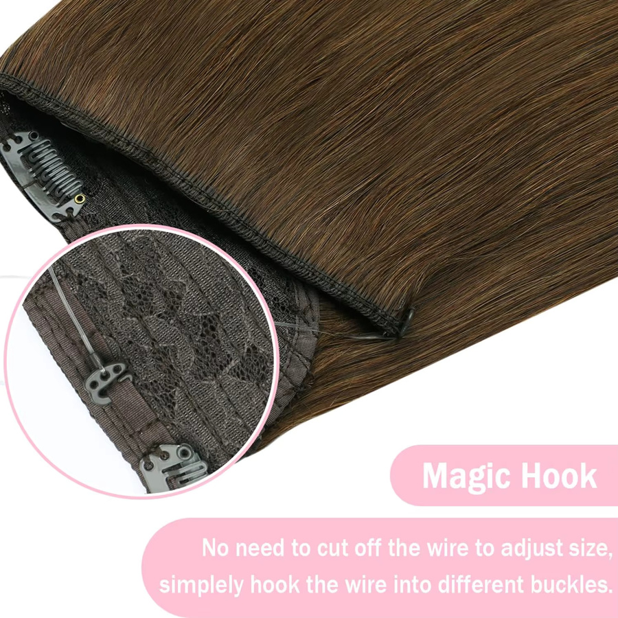 CC YOUNG Haarverlängerungen Echthaar Clip-in-Extensions, Schokoladenbraun, Damen - Bild 6