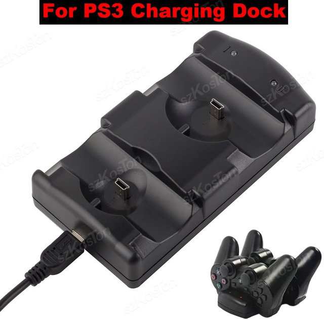 Sony 2 in 1 Ladestation für PS3 und PS Move Controller mit LED-Lichtanzeige in Schwarz - Bild 1