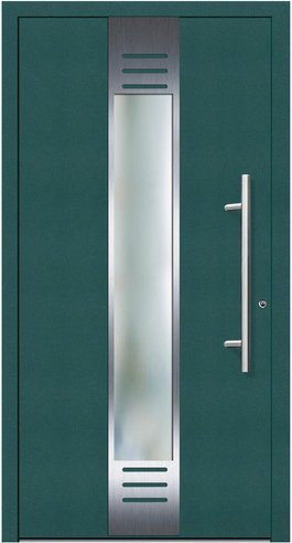 KNOCK Flügelüberdeckende Kunststoff-Haustür Terra in Moosgrün mit Glaseinsatz und RC2-Schutz, B/H: 110 x 210 cm - Bild 1