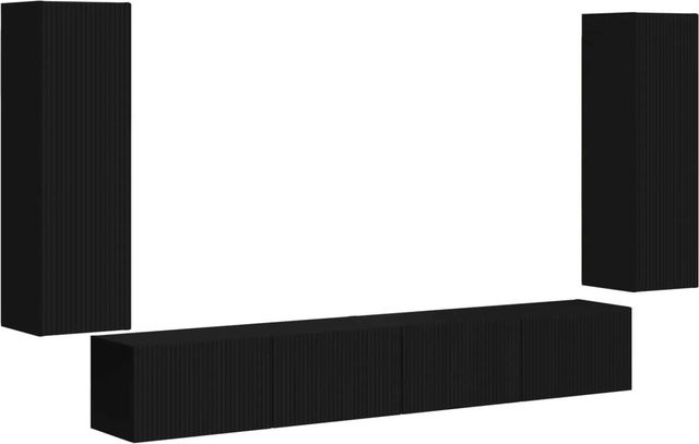 vidaXL TV-Wandregal-Set aus MDF in Schwarz, 4 Stück, modern und matt - Bild 1