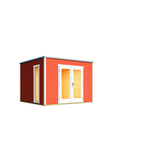 Lasita Gartenhaus Palermo aus Holz mit Flachdach in Rot, B/T/H: 300 x 223,3 x 302 cm - Bild 3