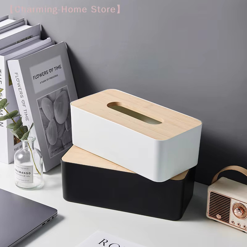 Luxuriöse rechteckige Taschentuchbox aus Bambus von SHIDWJ, wasserdichte und elegante Taschentuchhalterung für Einweg-Gesichtstücher - Bild 1