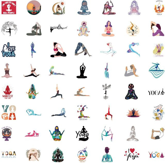 55 Stück Cartoon Yoga Übungsaufkleber von Rd lala in Multicolour für DIY Scrapbooking und wasserfeste Dekoration - Bild 1
