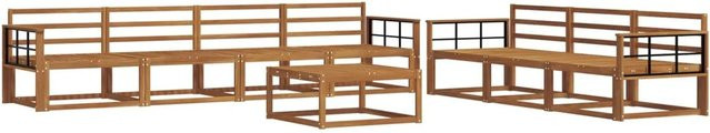 vidaXL Outdoor-Sofagarnitur 8-teilig aus Massivholz Akazie in Natur Braun mit UV-beständigen Polstern - Bild 1