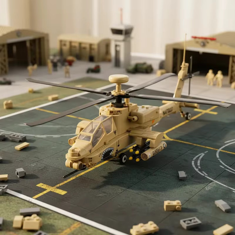 FUNXINEE Technischer AH-64 Apache Kampfhubschrauber, Baukasten, Militärmodell-Set - Bild 4
