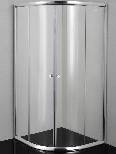 Sanotechnik Rundduschabtrennung in Chrom und Transparent, B/T/H: 90 x 90 x 190 cm - Bild 1