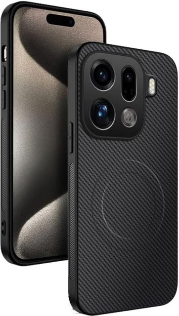 MagSafe Schutzhülle mit Carbon-Faser-Textur für Oppo Find X9 Pro, X8 Pro, X9 und X8 in Schwarz oder Grau - Bild 1