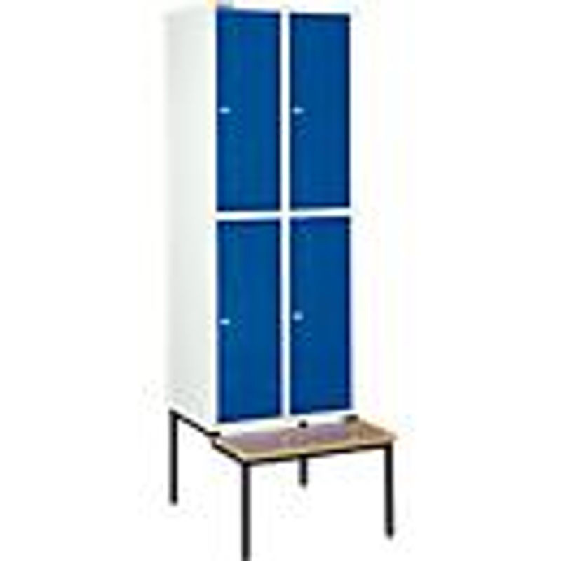 Schäfer Shop Select Kleiderspind mit Sitzbank und 2x2 Abteilen, Zylinderschloss, Farbe: Enzianblau, Breite: 40 cm - Bild 2