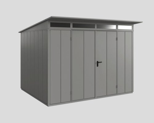 Ecostar Gerätehaus Elegant-P aus Metall in Grau mit Doppeldoor und Pultdach, B/H/T: 302,8 x 232,3 x 238 cm - Bild 1