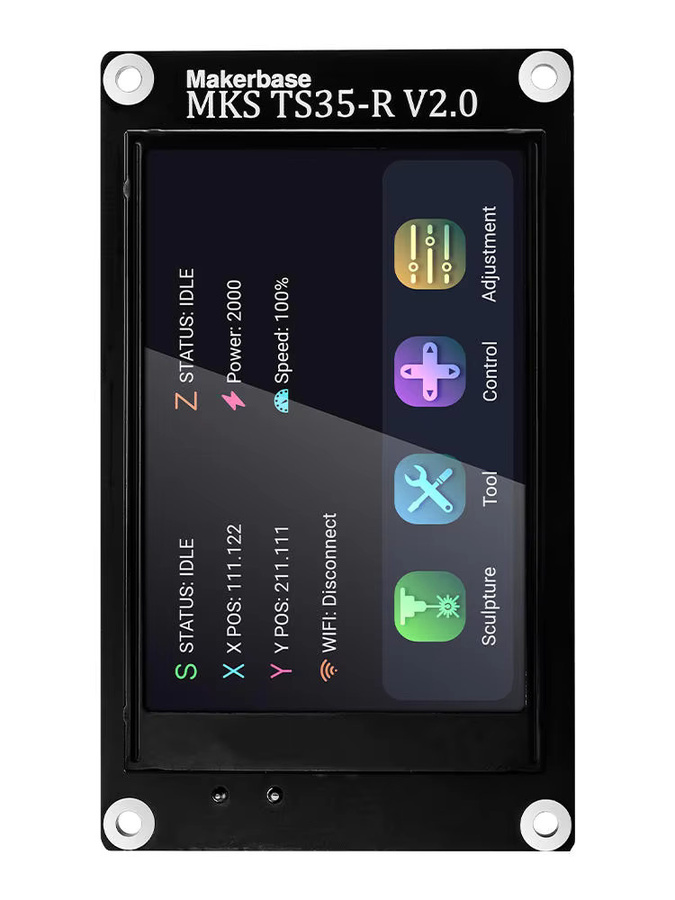 Makerbase MKS TS35-R V2.0 3,5 Zoll Smart Touch LCD-Display in Schwarz, kompatibel mit MKS DLC32 Offline Control Desktop-Lasergravierer - Bild 2
