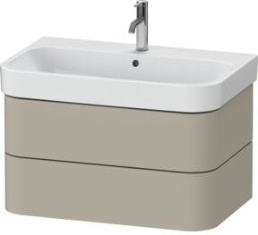 Duravit Waschtischunterschrank Happy D.2 Plus in Tau seidenmatt mit 2 Schubkästen, Wandmontage, Beige - Bild 1