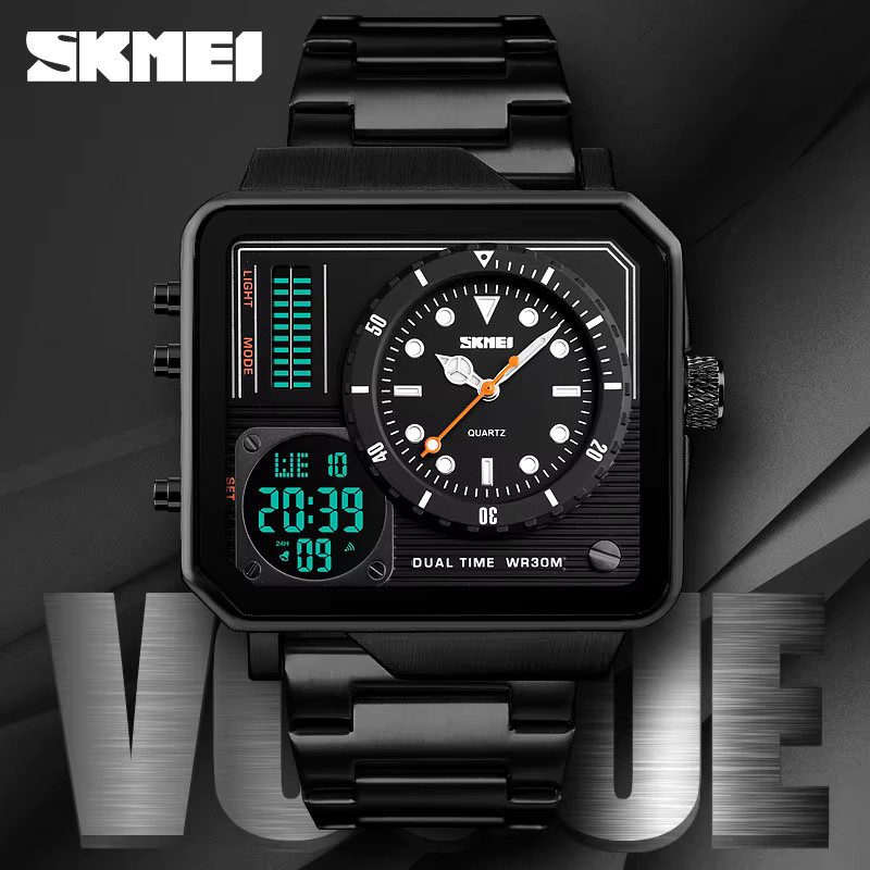 Skmei Digitaluhr, Quarz, Edelstahl, Gold, Herren - Bild 2