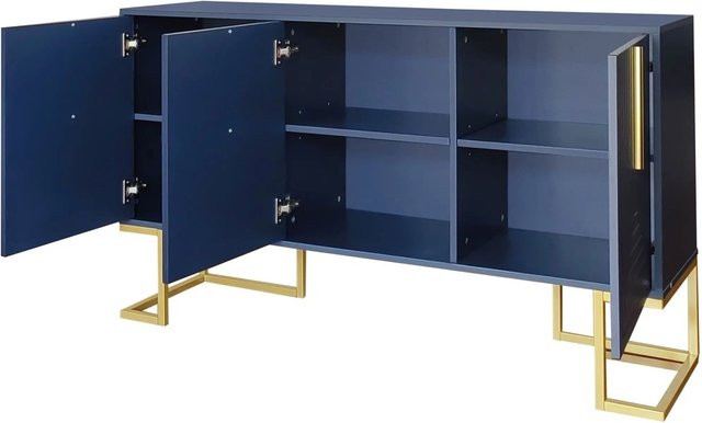 okwish Sideboard mit Regalen und Metallgriffen in Blau, B/T/H: 138 x 40 x 81 cm - Bild 1