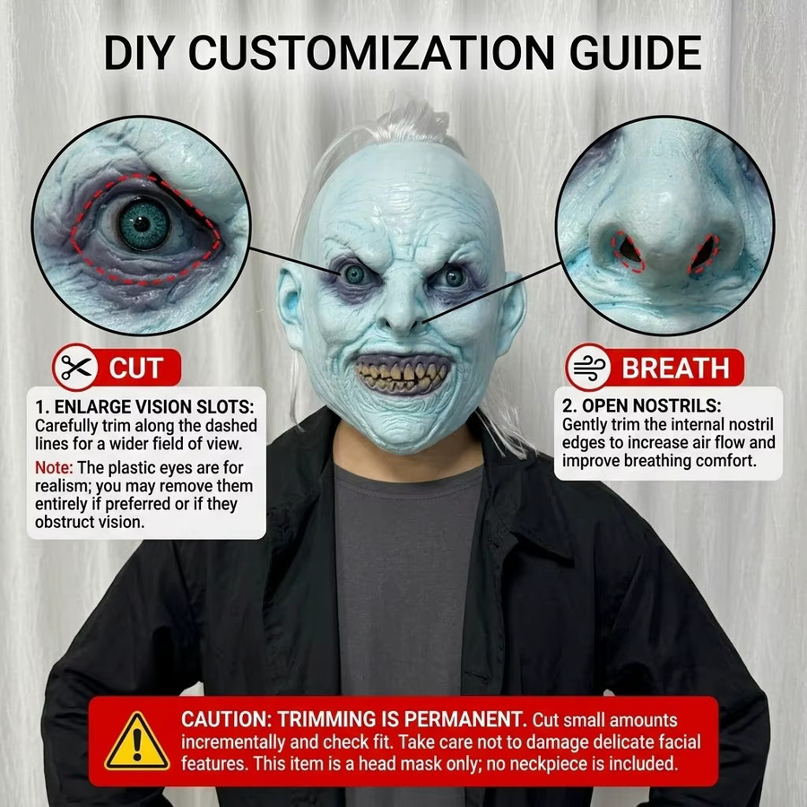 patygr Blaue Dämonen-Gesichtsmaske, Horror, Fantasy, Blau - Bild 5