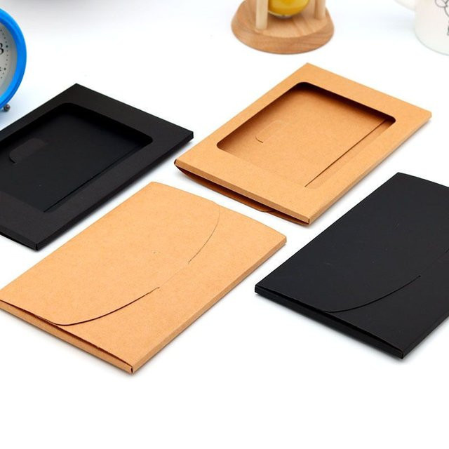 50-teiliges Geschenkbox-Set aus Kraftpapier in Umschlagform mit Fenster für Hochzeiten, Partys und Weihnachten, Farben: Weiß und Braun - Bild 1