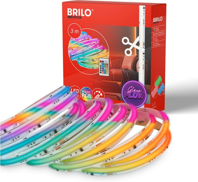 Briloner COB RGBIC LED Flexband mit Fernbedienung, 3 m, Multicolour, weiß matt - Bild 1