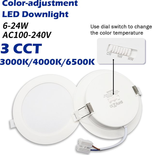 Gatetop LED-Downlight runde Einbauleuchte mit CCT-Wählschalter in Weiß - Bild 1