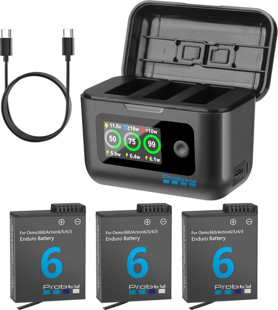 DJI Osmo Action Extreme Akku Plus 2200 mAh in Schwarz für Osmo Action 6/5 Pro/4/3 und Osmo 360 sowie 3-Kanal-Ladebox - Bild 1