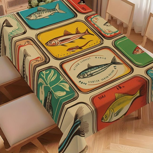 Rechteckige Tischdecke mit Sommer-Sardinen-Motiv von JMG Household Supplies, Mehrfarbig, B/T: 140 x 140 cm - Bild 1