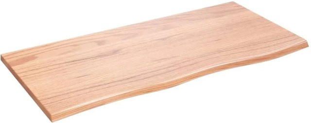 vidaXL Tischplatte aus Massivholz Eiche in Hellbraun B/T: 100 x 50 cm, Höhe: 2 cm - Bild 1