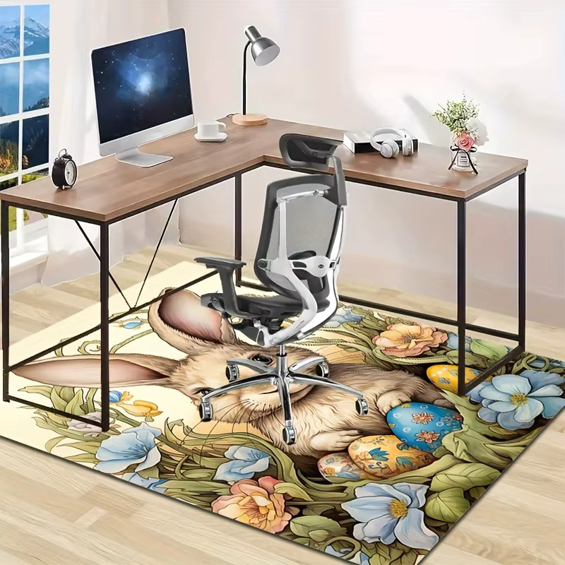 VIKAMA Teppich mit Osterhasen- und Eiermotiv in Mehrfarbig für Wohnzimmer und Schlafzimmer - Bild 3