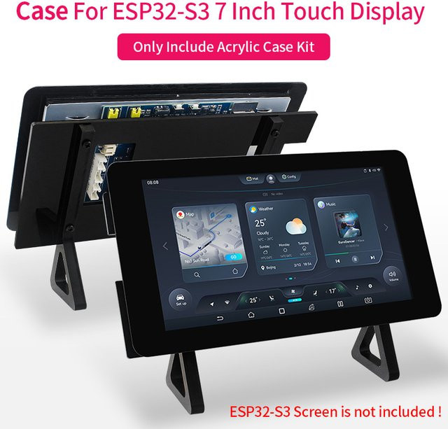 SHCHV Acrylgehäuse für ESP32-S3 mit 7-Zoll-Touch-Display, Gehäusehalterung in Transparent oder Schwarz - Bild 1