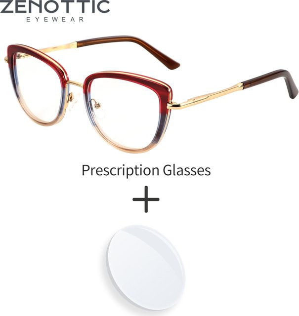 ZENOTTIC Korrektionsbrille Cat Eye, Metall & Acetat, Damen, Vollrand - Bild 1