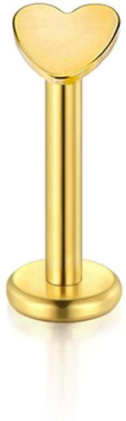 YULIN Piercing Stecker, Edelstahl, Gold, Herz, Stern, Damen, 1.2x10mm - Bild 1