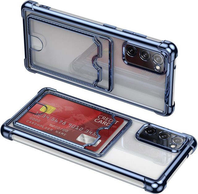 Stoßfeste Handyhülle mit Kartenetui für Samsung Galaxy S25 S24 S23 S22 S21 S20 Plus Ultra FE, transparent, galvanisiertes Panzer-Cover - Bild 1