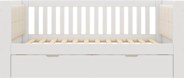 AB Store Modernes Schlafsofa in Weiß mit 2 Schubladen und Polsterung, B/T/H: 208 x 95 x 74 cm - Bild 1