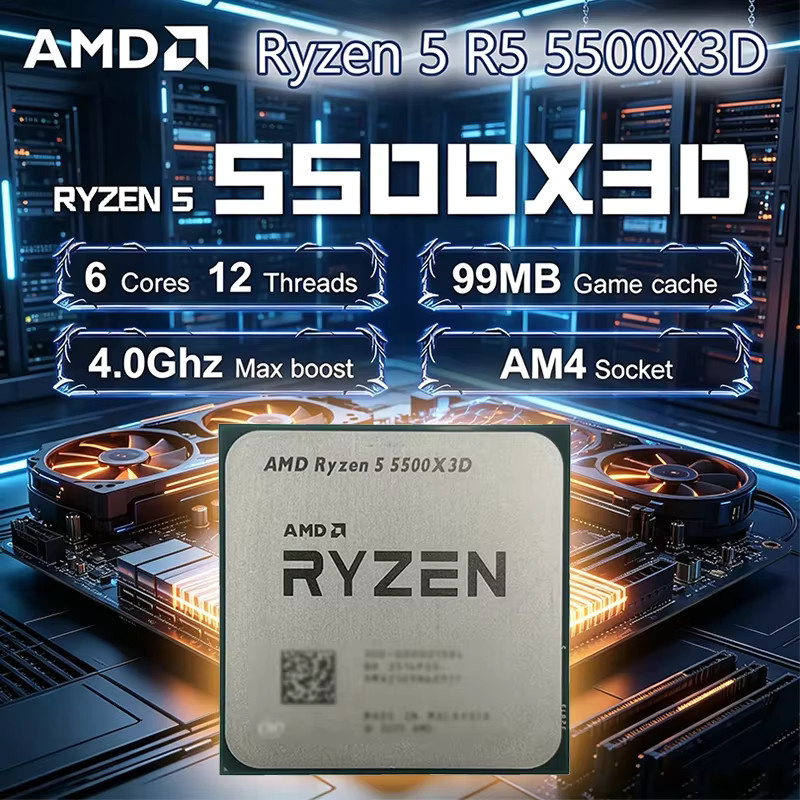 AMD Ryzen 5 5500X3D Prozessor mit 6 Kernen und 12 Threads, 3,0 GHz, 96 MB L3-Cache, Sockel AM4 - Bild 2