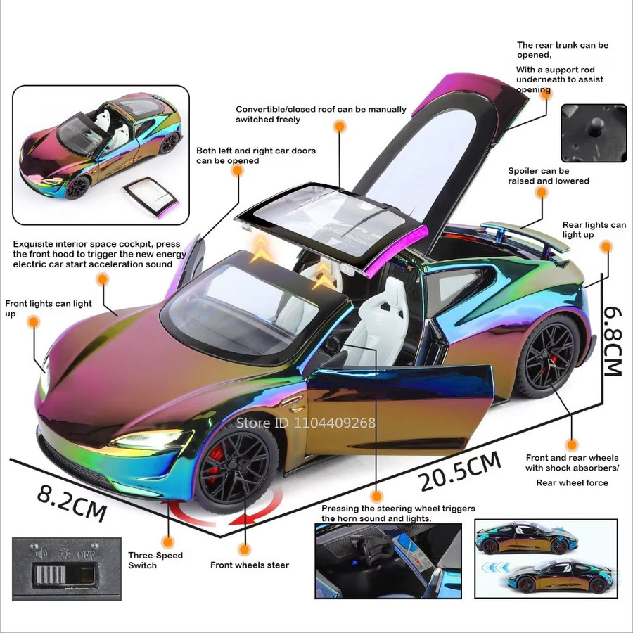 RMZ city Roadster Atlantic, Spielzeugauto, 1:24, Metall, Gummi, mit Licht und Sound - Bild 2