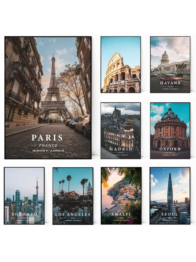 Potdemiel Wandkunst Poster mit Stadtbildern Paris Madrid und New York in Mehrfarbig als moderner Papierdruck für deine Raumdekoration - Bild 2
