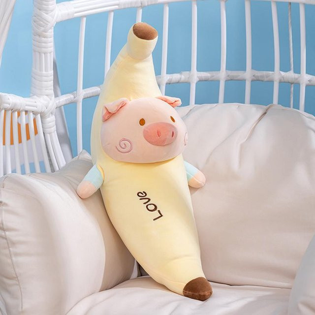 Yiran Health & Beauty Bananen-Schwein-Kissen, Plüschtier, 50cm, Gelb - Bild 1