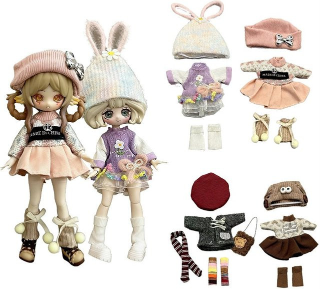 BENQING BJD Puppen-Kostüm, Outfit, Leopardenmuster, Panda-Hose, Hut, Bunt / Mehrfarbig - Bild 1