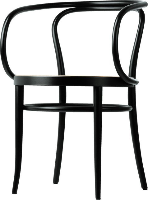 Thonet Stuhl 209 209 M in Schwarz mit Rohrgeflecht und Buchenholz - Bild 1
