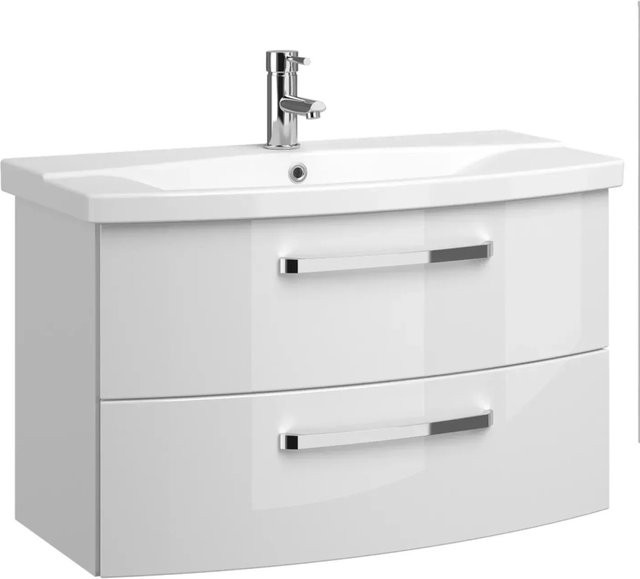 Pelipal Waschtisch Serie 4010 in Weiß Hochglanz mit Softclose, Breite: 84 cm - Bild 1